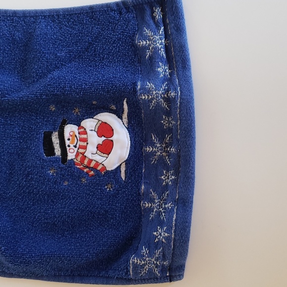 Vintage Linens & Things snowman navy blue mini hand towel ☃️ - Picture 4 of 6